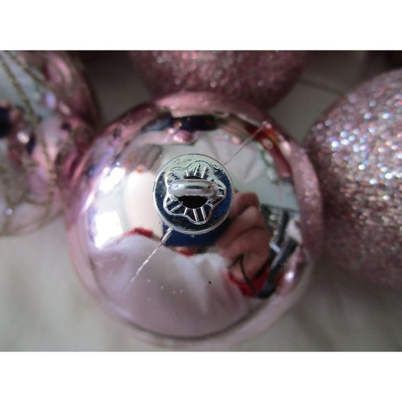 Assorted Light Pink Shatterproof Ornaments Glitter Glossy Scroll GUC Twelve - Picture 15 of 15